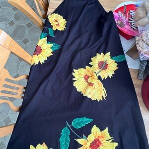 Floral Black Dress with Sunflower Print